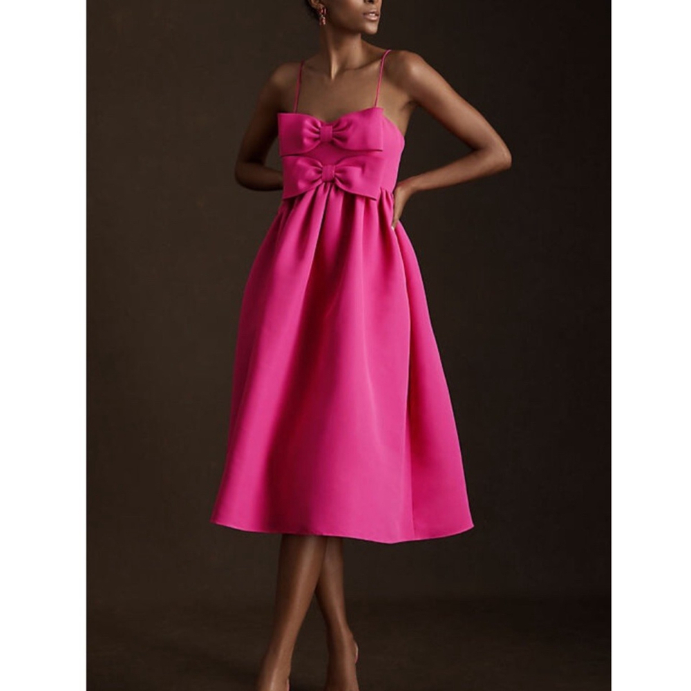 NWT Sachin & Babi Sloane Taffeta Double-bow Pleated Midi Dress Size:12 Pink $298